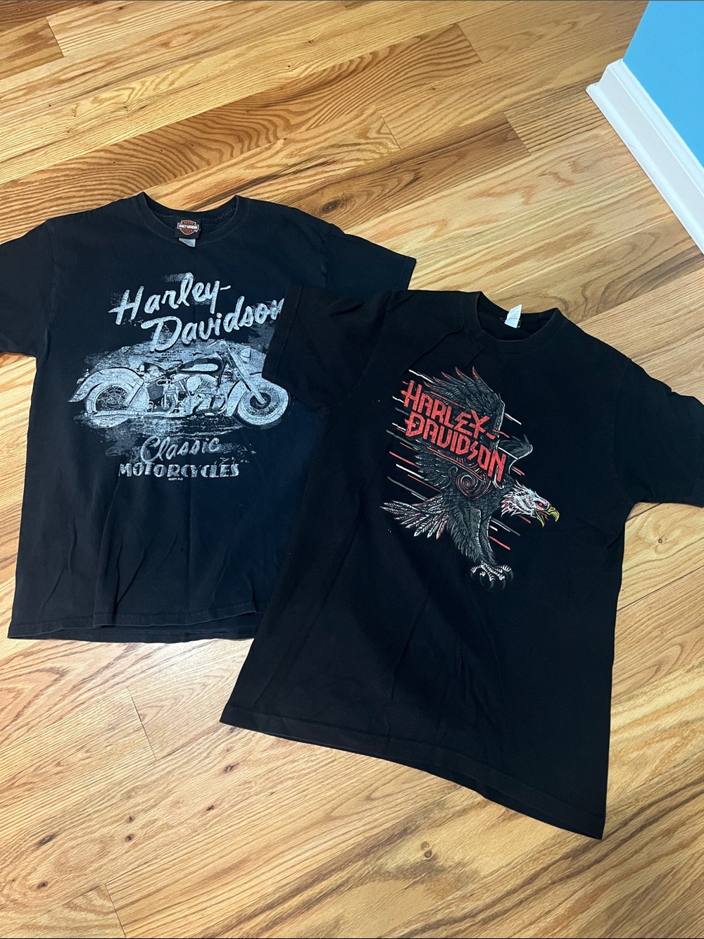 Harley-Davidson Black Kids Graphic Tee with Eagle & Motorcycle Art